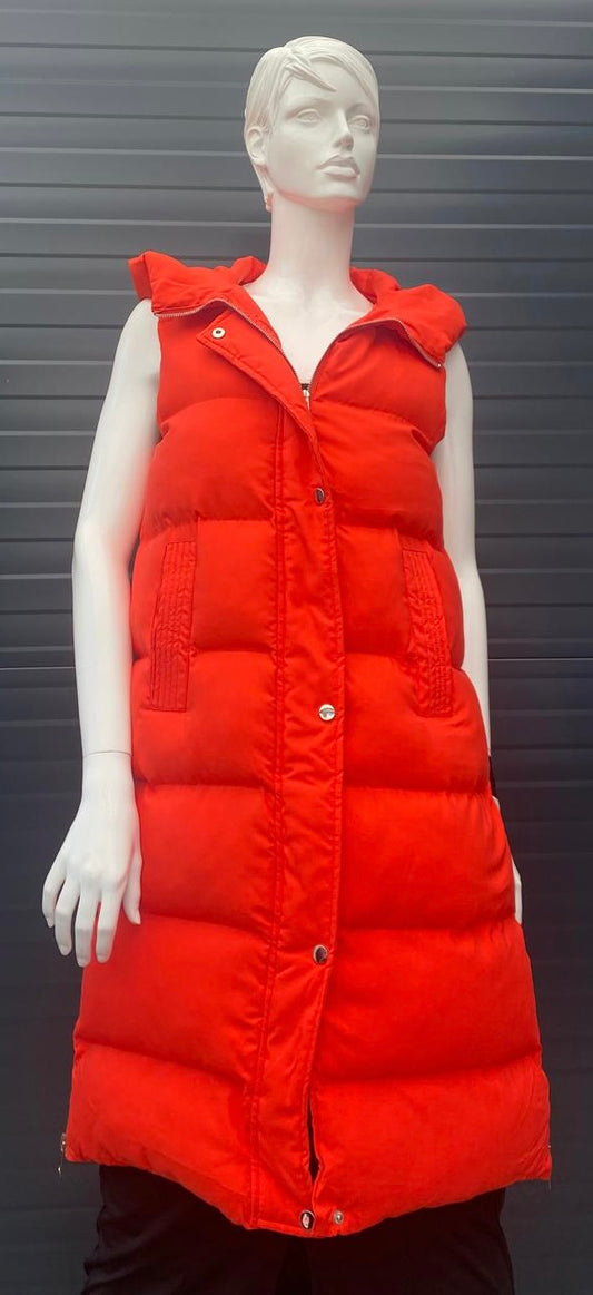 Bodywarmer lang muts knopen rood oranje